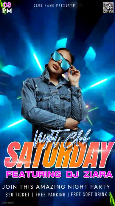 Saturday Night Club Video Instagram Story template