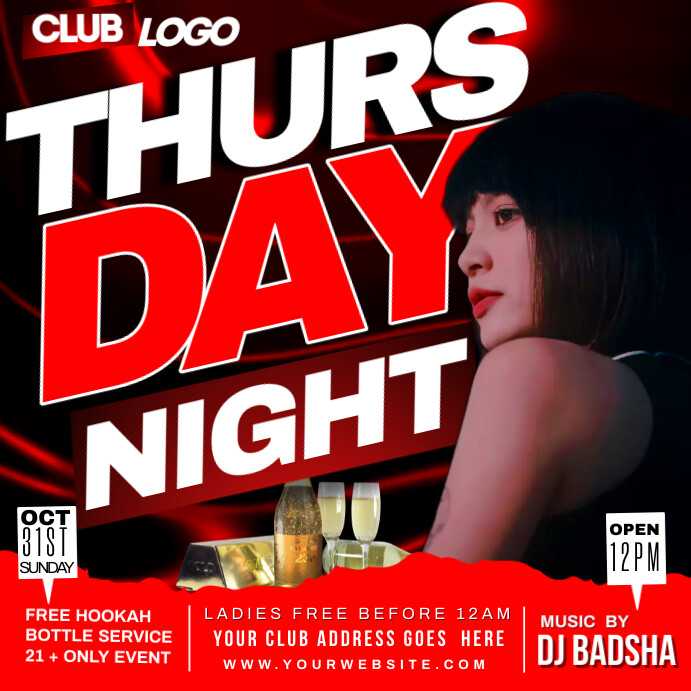 Saturday night dj party Instagram Post template