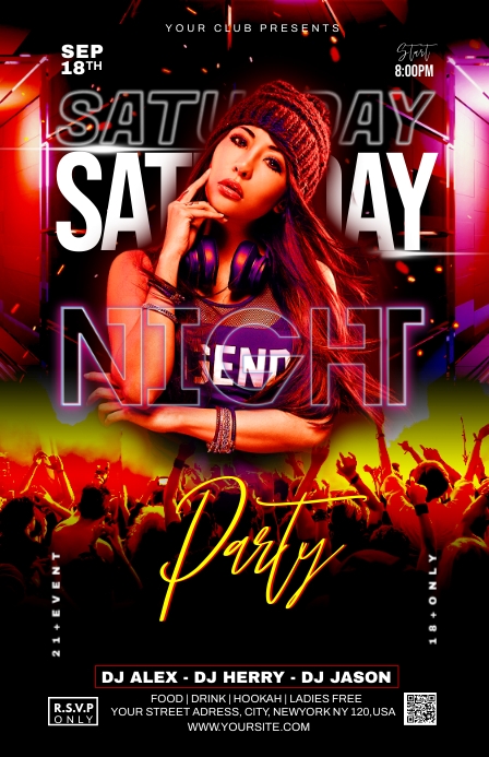 SATURDAY NIGHT PARTY (5) Halfbladsy Breed template