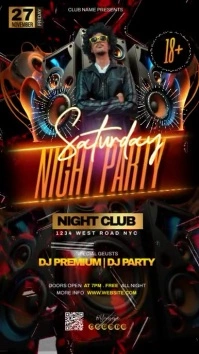 saturday night party club advert เรื่องราวบน Instagram template