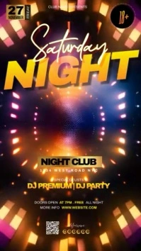 saturday night party club advert free psd Instagram na Kuwento template