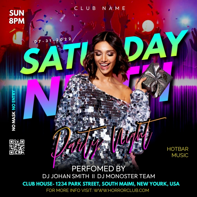 Saturday Night Party Publicação no Instagram template