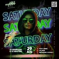 Saturday Night Party Event Template Green Quadrado (1:1)
