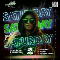 Saturday Night Party Event Template Green สี่เหลี่ยมจัตุรัส (1:1)