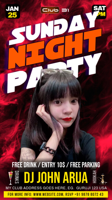 saturday night party flyer, Instagram Story template