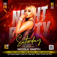 Saturday Night  party Flyer Square (1:1) template