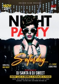 Saturday Night party flyer A6 template