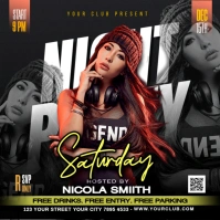Saturday Night  party Flyer Square (1:1) template