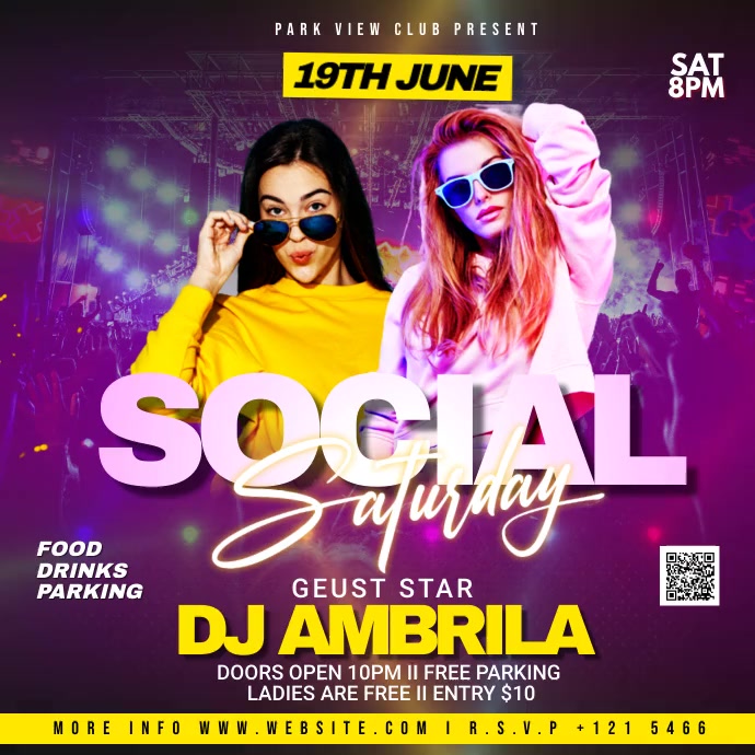 saturday night party flyer Instagram Plasing template