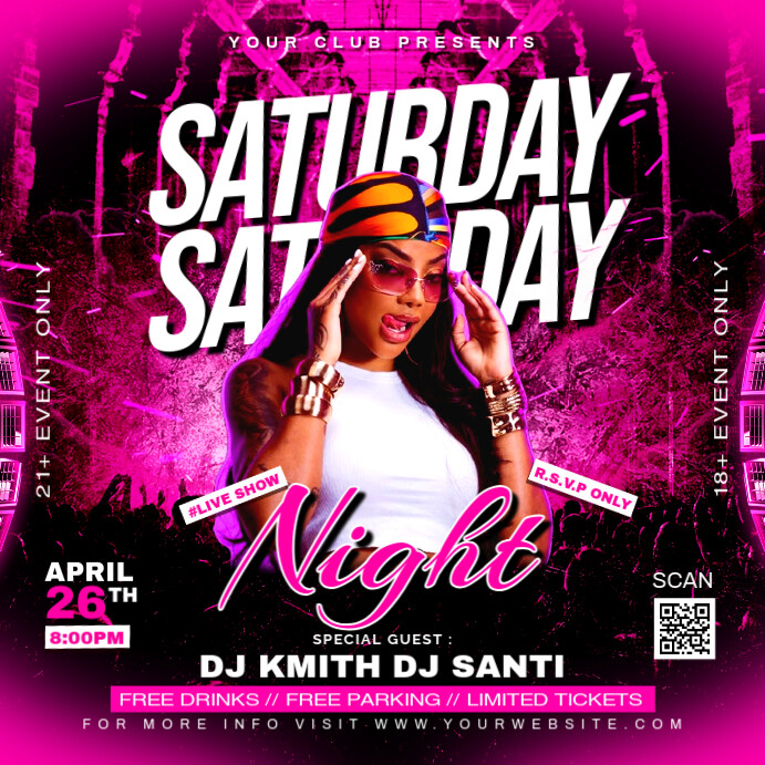 Saturday Night Party Flyer Publicação no Instagram template