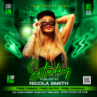 Saturday Night  party Flyer Square (1:1) template