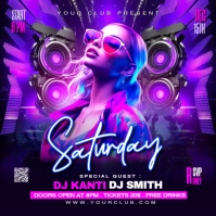 Saturday Night  party Flyer Square (1:1) template