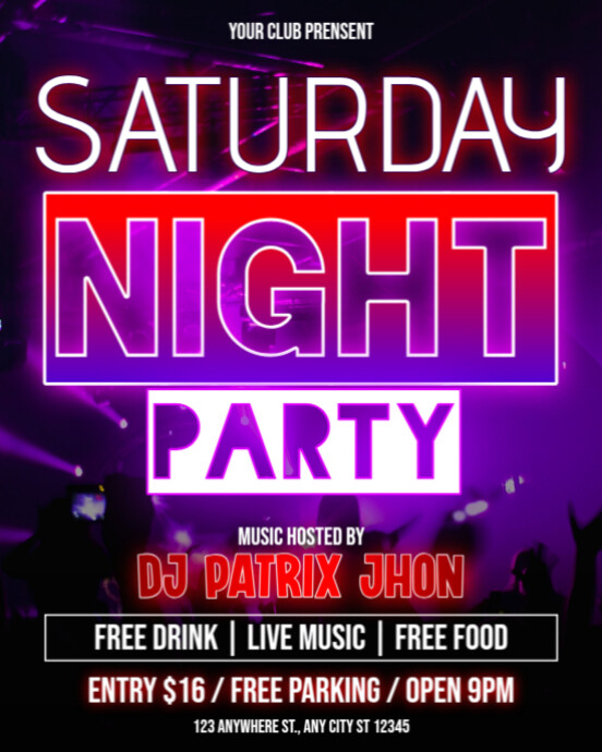 Saturday night party post Template | PosterMyWall