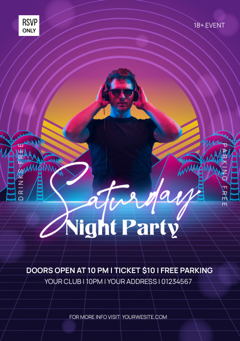 Saturday Night Party Poster Flyer A4 template