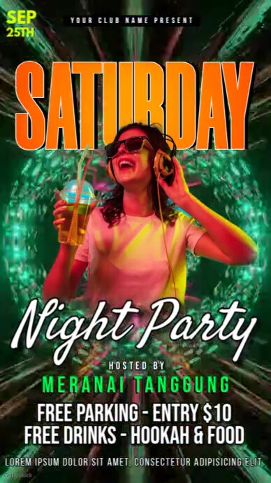 Saturday Night Party Video Instagram Story template