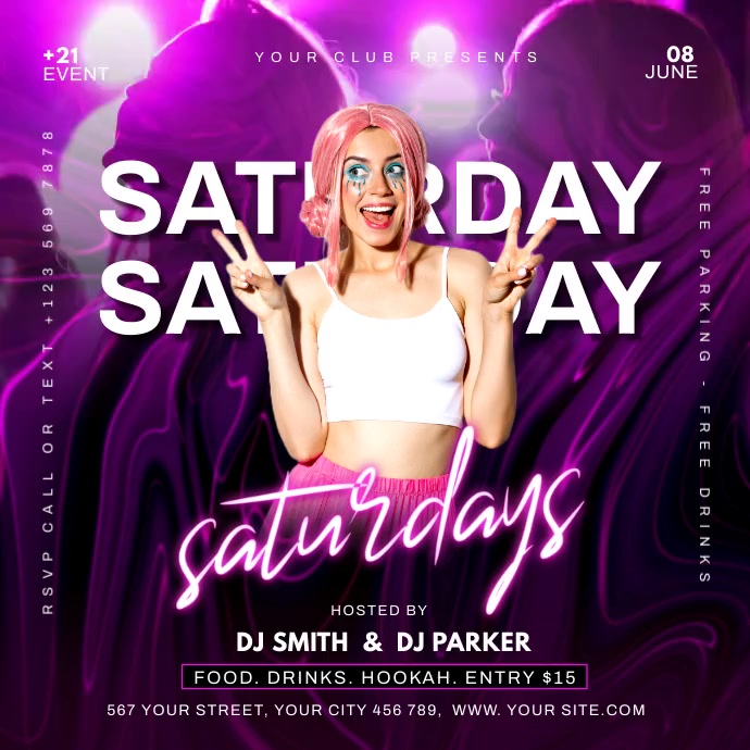 SATURDAY PARTY Publicação no Instagram template