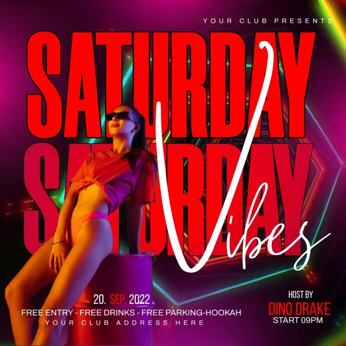 saturday party Instagram Post template