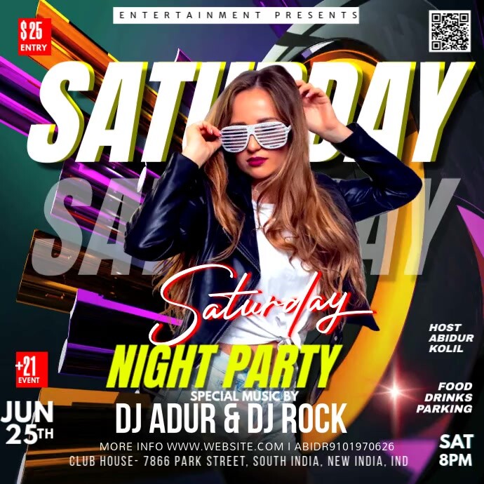 Saturday Party Square (1:1) template