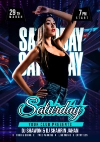 saturday party A4 template