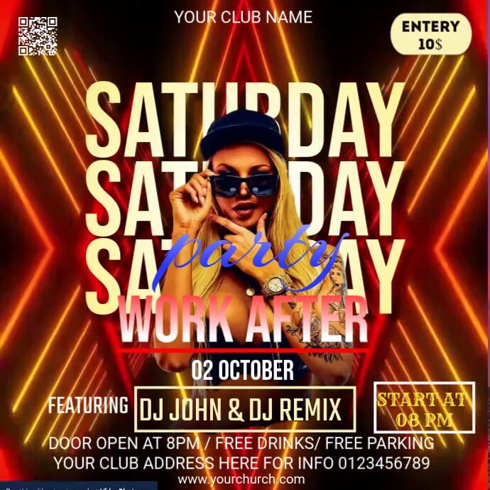 Saturday party Square (1:1) template