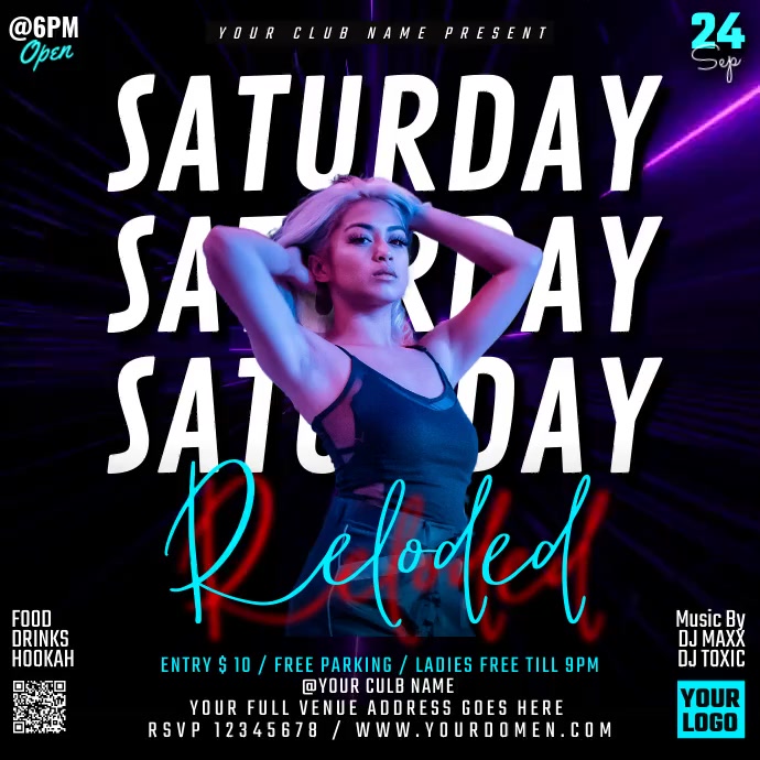 SATURDAY RELODED Publicação no Instagram template