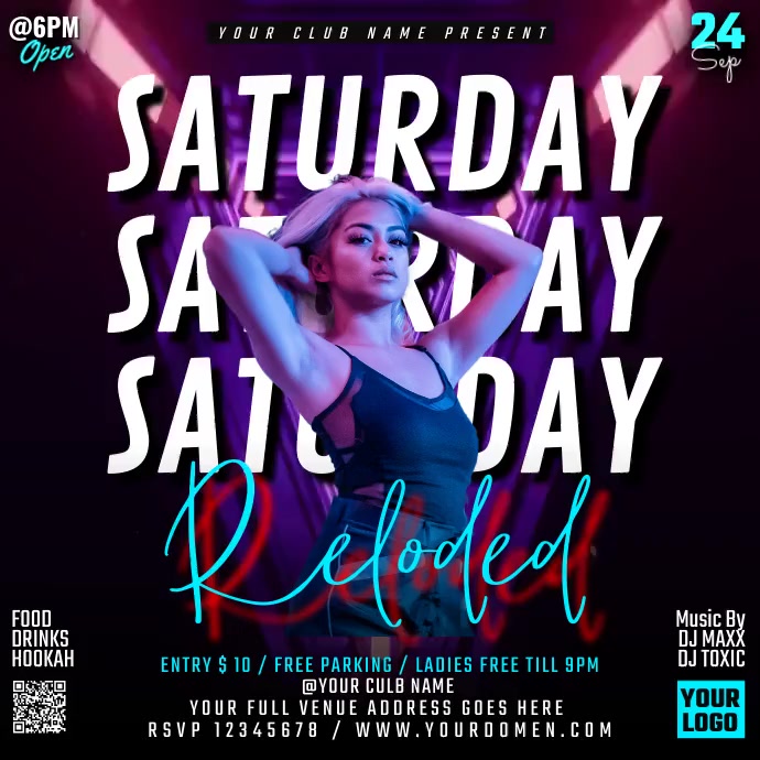 SATURDAY RELODED Template | PosterMyWall