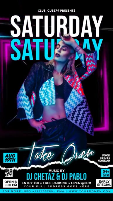 Saturday take over Digital Display (9:16) template