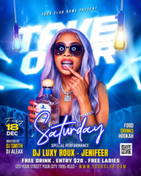 Синий Nightclub DJ Party Instagram Portrait Template