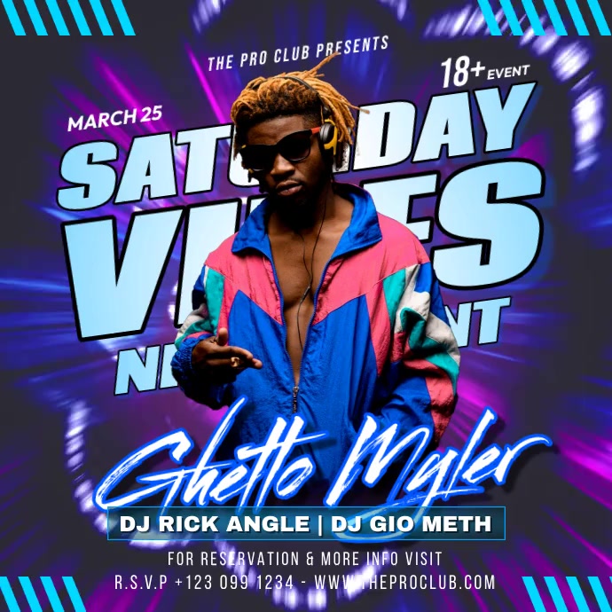 Saturday Vibes Party Video Instagram Post template
