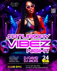 Saturday vibez night live dj music club party event concert instagram online poster flyer template