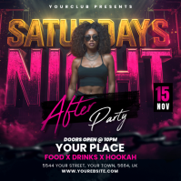 Saturdays party flyer โพสต์บน Instagram template