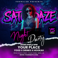 Saturdays party flyer Instagram na Post template