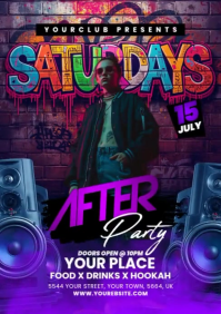 Saturdays party flyer A5 template