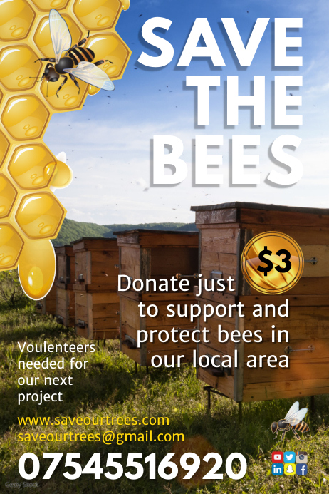 Save Our Bees Template | PosterMyWall