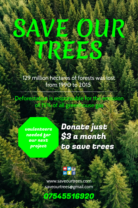 Tree Save Plan Example Save Our Trees Template | PosterMyWall