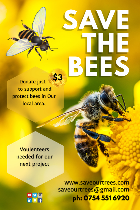 Save The Bees Template | PosterMyWall