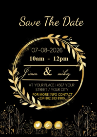 Черный Save the Date A1 Template