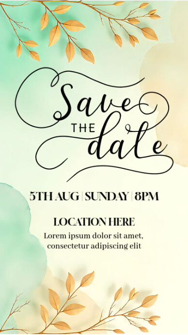 Save The Date Boho light Background Instagram Story template