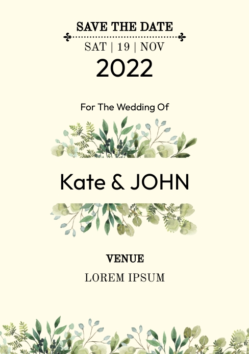 Save the date card A5 template
