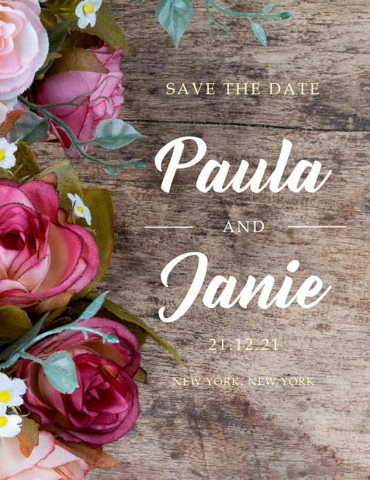 Save The Date Elegant Roses Template PosterMyWall