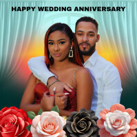 Save the date for wedding anniversary flyer design Instagram Post template