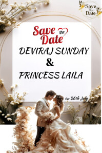 Save the date for wedding flyer Gráfico de Pinterest template