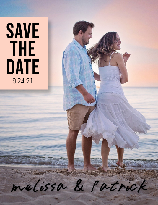 Save The Date Photo Flyer Volante (Carta US) template