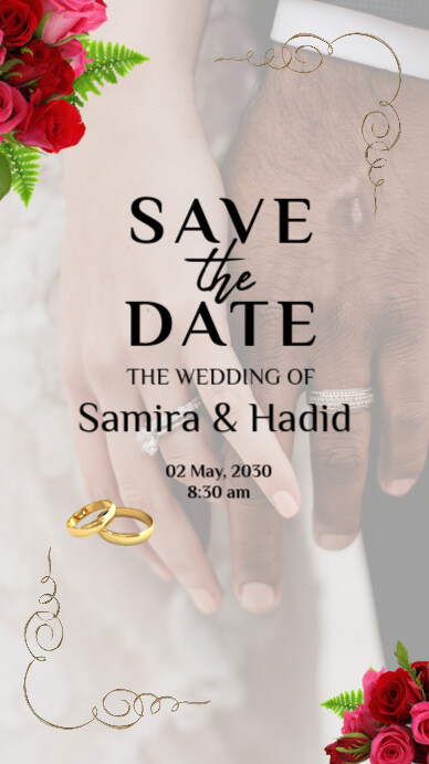 Save The Date Poster Digital Display (9:16) template
