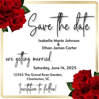 Save the Date - Red Rose Template โพสต์บน Instagram