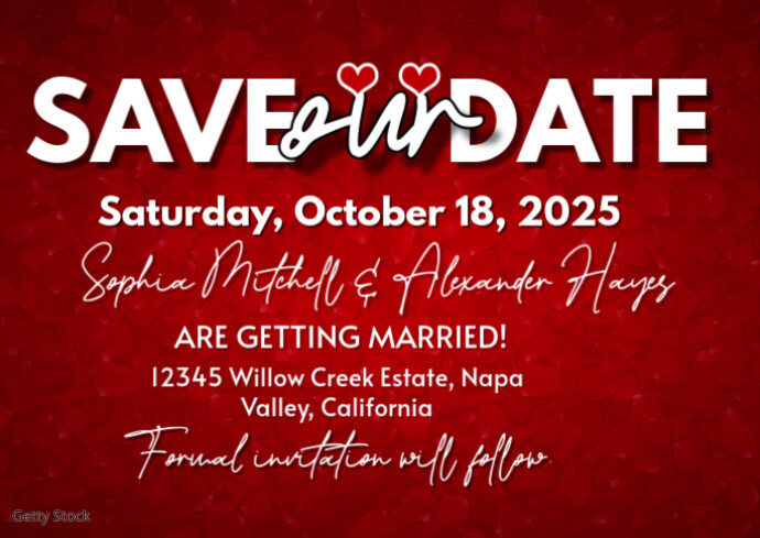 Save the Date - Red Rose Template Postcard