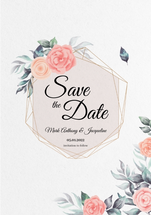 White Wedding Save The Date A4 Template | PosterMyWall