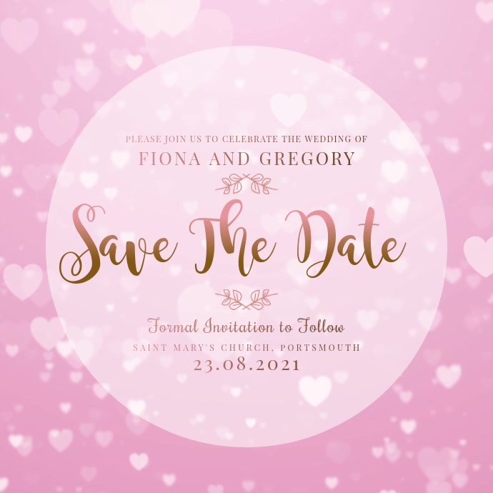 Save the Date Video Invitation Template สี่เหลี่ยมจัตุรัส (1:1)