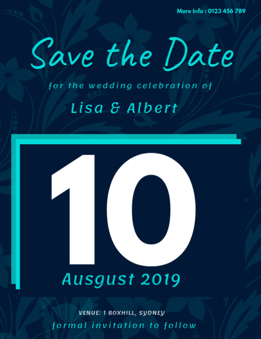 save the date WEDDING flyer template PosterMyWall