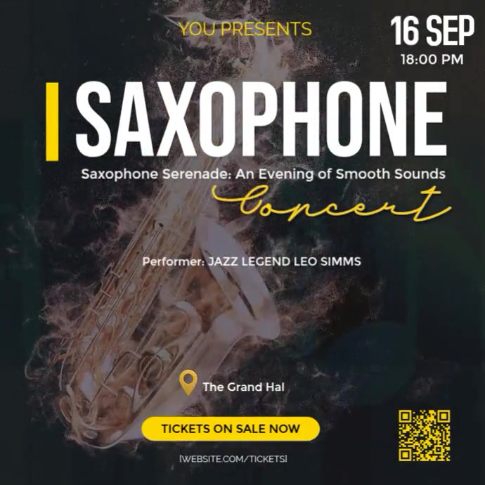 Saxophone Concert Program Copy of Saxophone concert invite | PosterMyWall